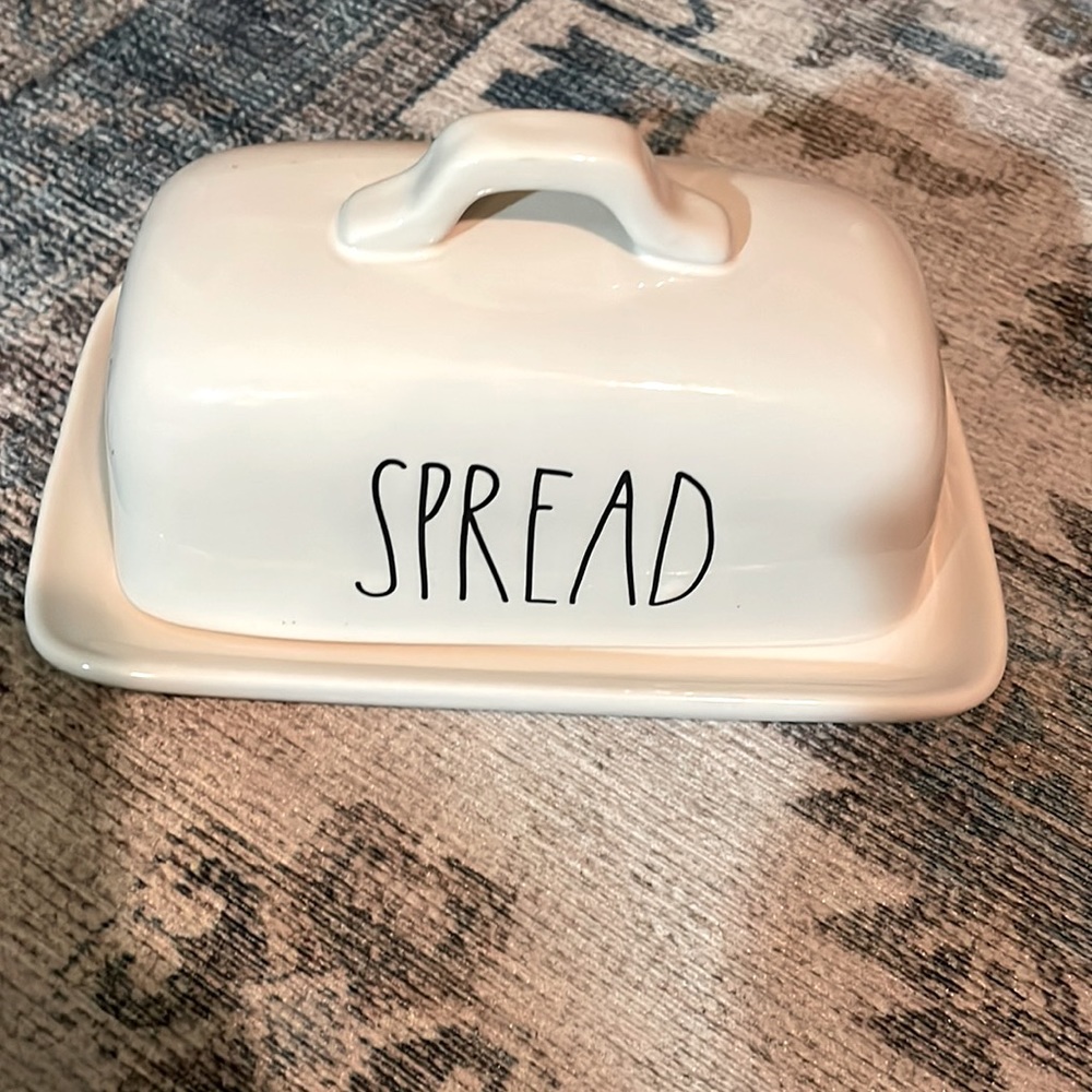 Rae Dunn butter “spread” dish -small mark from manufacturing.